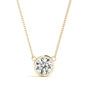 Solitaire Bezel Set Diamond Pendant – Lab Diamond Pendant in 18K Gold | Just Brilliant – lifestyle view