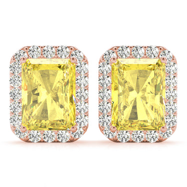 Radiant Halo Studs – Radiant Lab Diamond Stud Earrings in 18K Gold | Just Brilliant – view 17