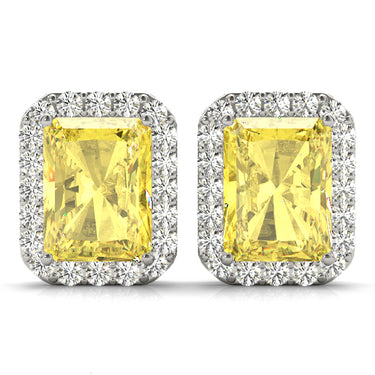 Radiant Halo Studs – Radiant Lab Diamond Stud Earrings in 18K Gold | Just Brilliant – view 7