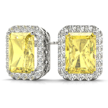Radiant Halo Studs – Radiant Lab Diamond Stud Earrings in 18K Gold | Just Brilliant – view 9