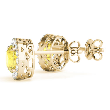 Round Halo Studs – Round Lab Diamond Stud Earrings in 18K Gold | Just Brilliant – view 16
