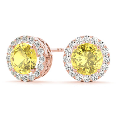 Round Halo Studs – Round Lab Diamond Stud Earrings in 18K Gold | Just Brilliant – view 20