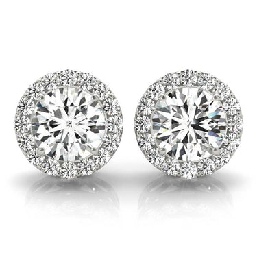 Round Halo Studs – Radiant Lab Diamond Stud Earrings in 18K Gold | Just Brilliant