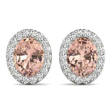 Oval Halo Studs – Oval Lab Diamond Stud Earrings in 18K Gold | Just Brilliant – view 7