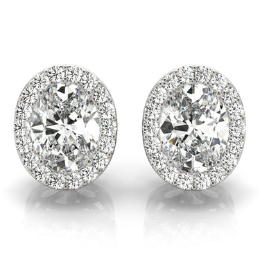 Oval Halo Studs – Oval Lab Diamond Stud Earrings in 18K Gold | Just Brilliant