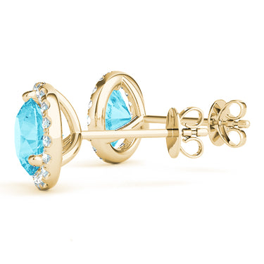 Round Martini Halo Studs – Round Lab Diamond Stud Earrings in 18K Gold | Just Brilliant – view 24