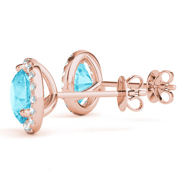 Round Martini Halo Studs – Round Lab Diamond Stud Earrings in 18K Gold | Just Brilliant – view 29