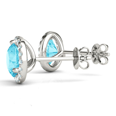 Round Martini Halo Studs – Round Lab Diamond Stud Earrings in 18K Gold | Just Brilliant – view 19