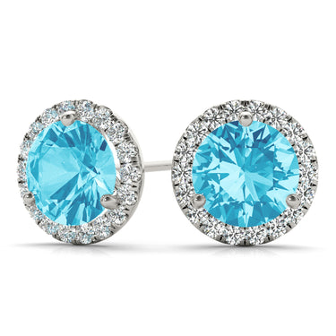 Round Martini Halo Studs – Round Lab Diamond Stud Earrings in 18K Gold | Just Brilliant – view 18