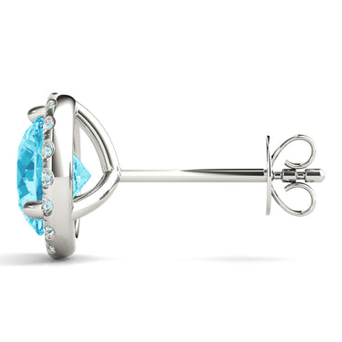 Round Martini Halo Studs – Round Lab Diamond Stud Earrings in 18K Gold | Just Brilliant – view 17
