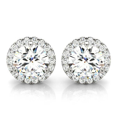Round Martini Halo Studs – Radiant Lab Diamond Stud Earrings in 18K Gold | Just Brilliant