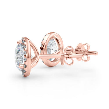 Round Martini Halo Studs – Round Lab Diamond Stud Earrings in 18K Gold | Just Brilliant – view 13