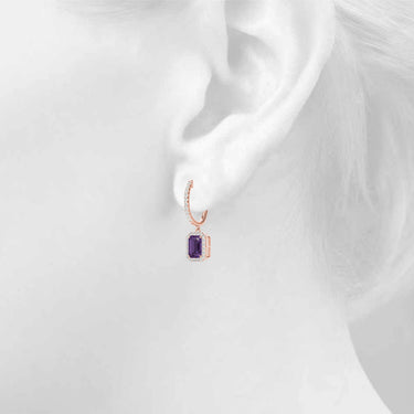 Emerald Cut Halo Drop Earrings – Emerald Cut Emerald Drop Earrings in 18K Gold | Just Brilliant – view 21