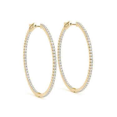 Round Shaped Inside-Out Hoop Earrings – Round Lab Diamond Hoop Earrings in 18K Gold | Just Brilliant – side view