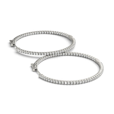 Round Shaped Inside-Out Hoop Earrings – Round Lab Diamond Hoop Earrings in 18K Gold | Just Brilliant – close-up view