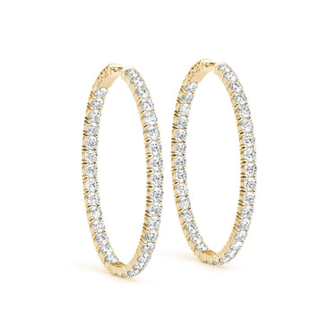 Oval Shaped Inside-Out Hoop Earrings – Oval Lab Diamond Hoop Earrings in 18K Gold | Just Brilliant – side view