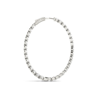 Oval Shaped Inside-Out Hoop Earrings – Oval Lab Diamond Hoop Earrings in 18K Gold | Just Brilliant – detail view