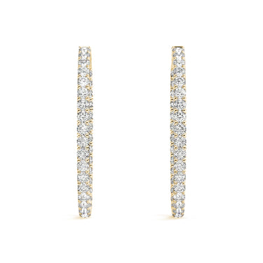 Oval Shaped Inside-Out Hoop Earrings – Oval Lab Diamond Hoop Earrings in 18K Gold | Just Brilliant – view 8