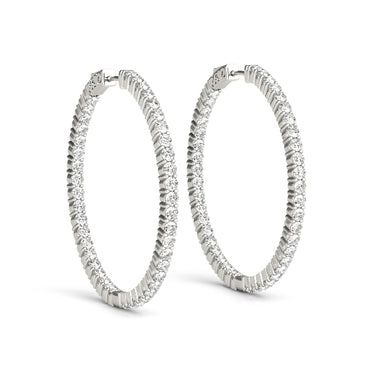 Shared Prong Inside-Out Hoop Earrings, Vault Lock – Radiant Lab Diamond Hoop Earrings in 18K Gold | Just Brilliant