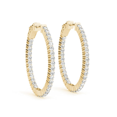 Oval Shaped Inside-Out Hoop Earrings – Oval Lab Diamond Hoop Earrings in 18K Gold | Just Brilliant – side view