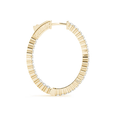 Oval Shaped Inside-Out Hoop Earrings – Oval Lab Diamond Hoop Earrings in 18K Gold | Just Brilliant – angle view