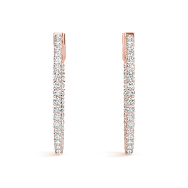 Oval Shaped Inside-Out Hoop Earrings – Oval Lab Diamond Hoop Earrings in 18K Gold | Just Brilliant – view 12