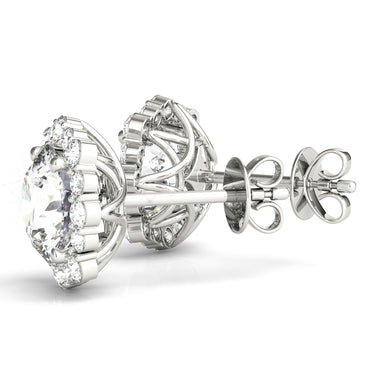 Floral Halo Studs Earrings – Lab Diamond Stud Earrings in 18K Gold | Just Brilliant – lifestyle view