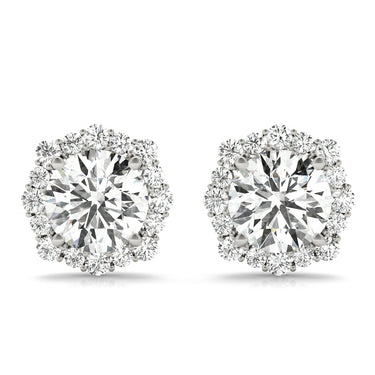 Floral Halo Studs Earrings – Radiant Lab Diamond Stud Earrings in 18K Gold | Just Brilliant