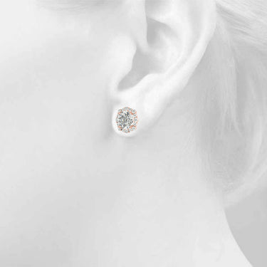 Floral Halo Studs Earrings – Lab Diamond Stud Earrings in 18K Gold | Just Brilliant – view 15