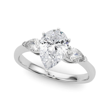 Pear-Cut Side Stone Three-Stone Engagement Setting