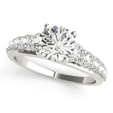 Graduating Trellis Round Engagement Ring – Radiant Lab Diamond Engagement Ring in 18K Gold | Just Brilliant