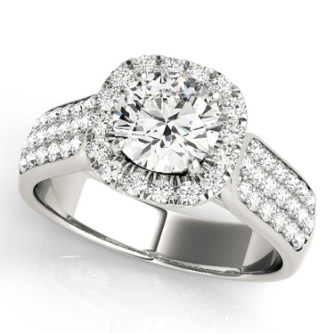Multirow Pavé Halo Engagement Ring – Radiant Lab Diamond Engagement Ring in 18K Gold | Just Brilliant