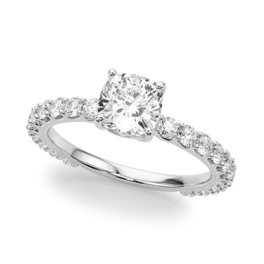 Cu Single Row Shared Prong Engagement Ring – Cushion Lab Diamond Ring in 18K Gold | Just Brilliant