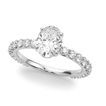 Oval Single Row Shared Prong Engagement Ring – Oval Lab Diamond Ring in 18K Gold | Just Brilliant