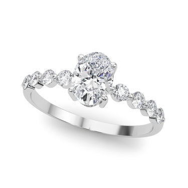 Oval Single Row Shared Prong Engagement Ring – Oval Lab Diamond Ring in 18K Gold | Just Brilliant