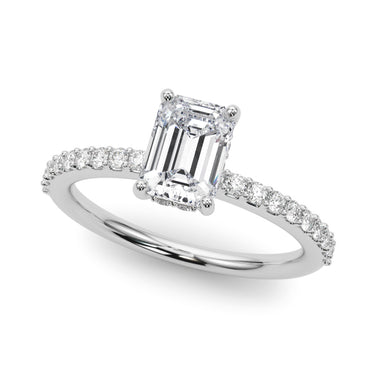 Hidden Halo Emerald Cut Engagement Ring – Emerald Cut Emerald & Lab Diamond Engagement Ring in 18K Gold | Just Brilliant
