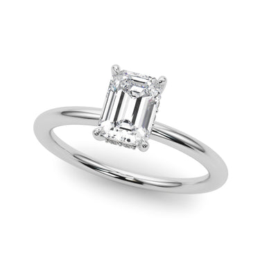 Hidden Halo Emerald Cut Engagement Ring – Emerald Cut Emerald & Lab Diamond Engagement Ring in 18K Gold | Just Brilliant