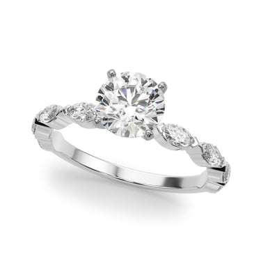 V-Tip Marquise Accented Engagement Ring – Marquise Lab Diamond Engagement Ring in 18K Gold | Just Brilliant