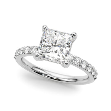 Single Row Princess Cut Engagement Ring – Princess Cut Lab Diamond Engagement Ring in 18K Gold | Just Brilliant