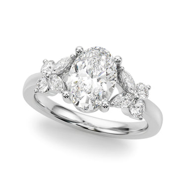Floral Oval Engagement Ring – Marquise Lab Diamond Engagement Ring in 18K Gold | Just Brilliant