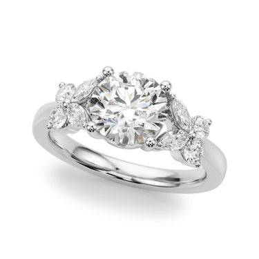 Floral Round Engagement Ring – Marquise Lab Diamond Engagement Ring in 18K Gold | Just Brilliant