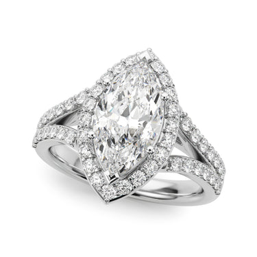 Split Shank Marquise Halo Engagement Ring – Marquise Lab Diamond Engagement Ring in 18K Gold | Just Brilliant