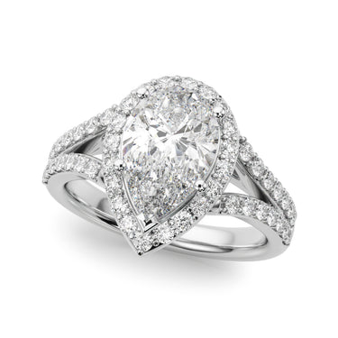 Split Shank Pear Halo Engagement Ring – Pear-Shaped Lab Diamond Engagement Ring in 18K Gold | Just Brilliant