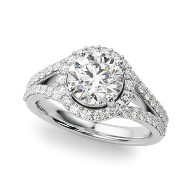 Split Shank Round Halo Engagement Ring – Radiant Lab Diamond Engagement Ring in 18K Gold | Just Brilliant