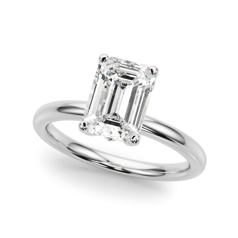 Floral Emerald Cut Engagement Ring – Emerald Cut Emerald & Lab Diamond Engagement Ring in 18K Gold | Just Brilliant