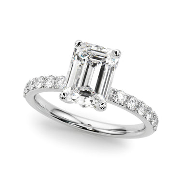 Floral Emerald Cut Engagement Ring – Emerald Cut Emerald & Lab Diamond Engagement Ring in 18K Gold | Just Brilliant