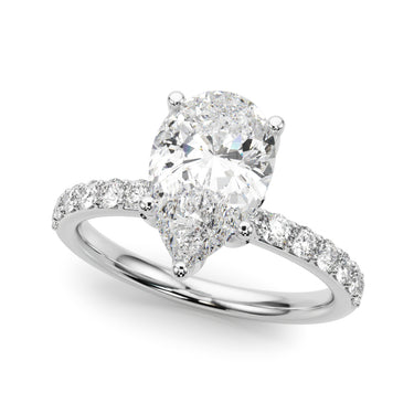 Floral Inspired Pear Engagement Ring – Pear-Shaped Lab Diamond Engagement Ring in 18K Gold | Just Brilliant
