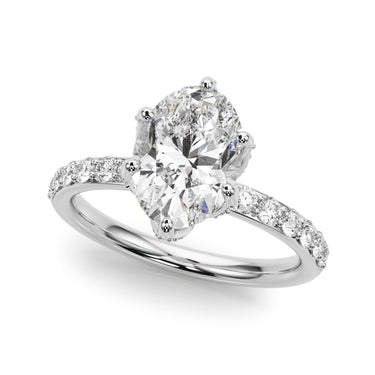 Floral Oval Engagement Ring – Oval Lab Diamond Engagement Ring in 18K Gold | Just Brilliant