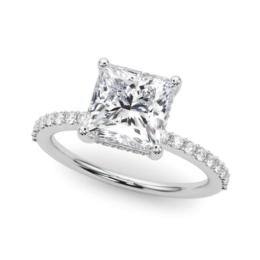 Single Row Hidden Halo Square Engagement Ring – Radiant Lab Diamond Engagement Ring in 18K Gold | Just Brilliant