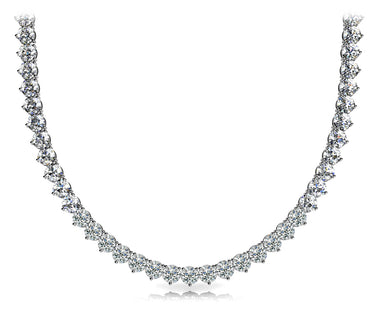 3 Prong Riviera Necklace Not G – Radiant Lab Diamond Necklace in 18K Gold | Just Brilliant